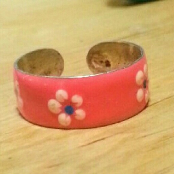 Sterling & pink enamel ring ring size 5.5 NWOT - Picture 2 of 4